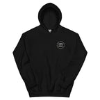 Black hoodie with a small logo on the chest saying Fiber Vincit Omnia with Boys Fart encircling